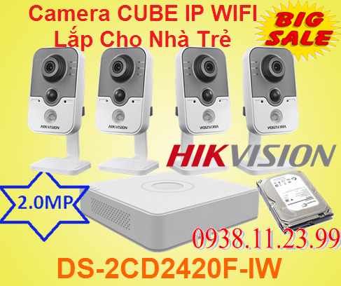 camera quan sát wifi,Bộ 4 Camera IP WIFI lắp cho Nhà Trẻ , Bộ Camera IP WIFI lắp cho Nhà Trẻ ,Camera IP WIFI , camera nhà trẻ , camera DS-2CD2420F-IW ,